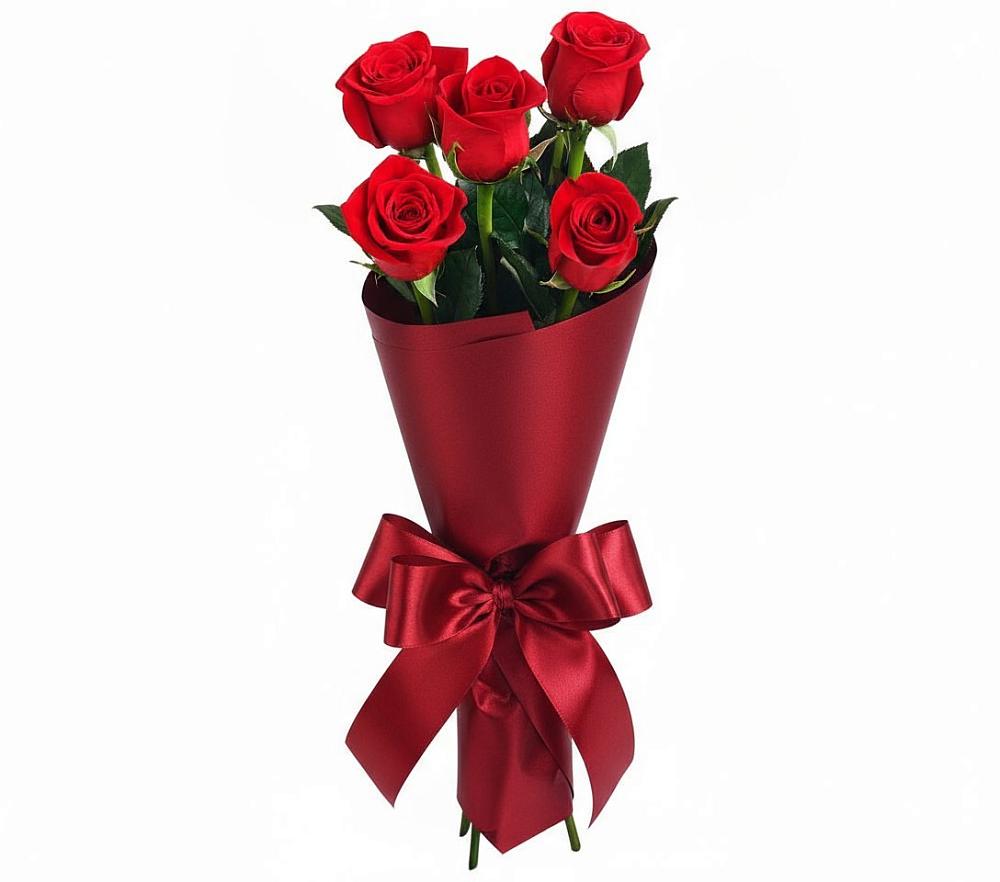 Букет 5 Красных роз Эдлесс Лав в Поселье