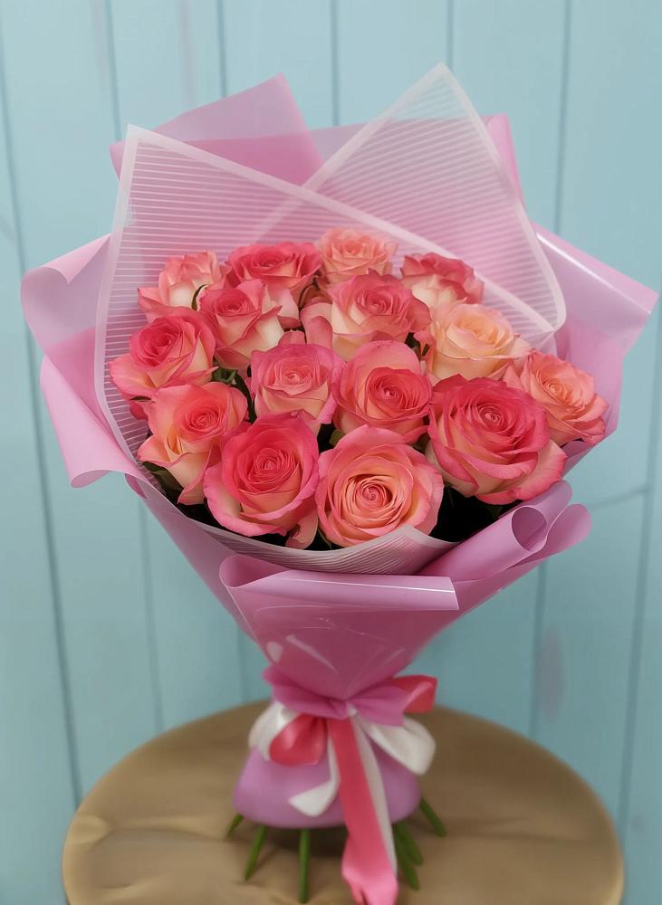 Букет 15 Розовых роз Равель в Поселье