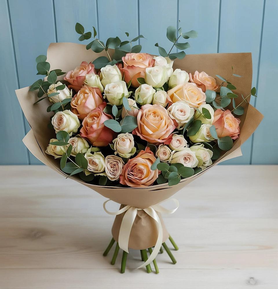 Букет цветов из: Альстромерии и Розы в Поселье