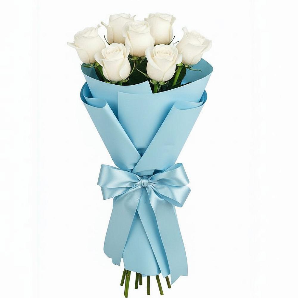 Букет 7 белых роз Проуд в Поселье
