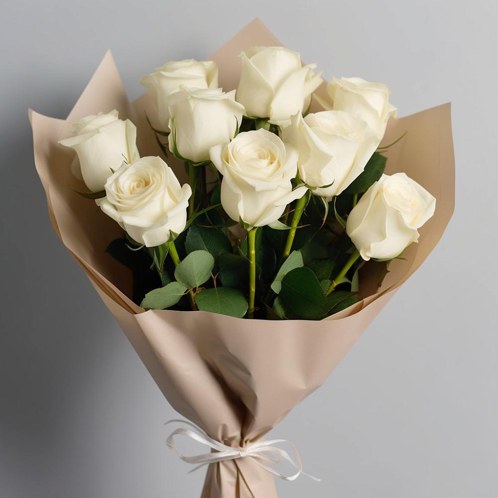 Букет 9 Белых роз Эдлесс Лав в Поселье