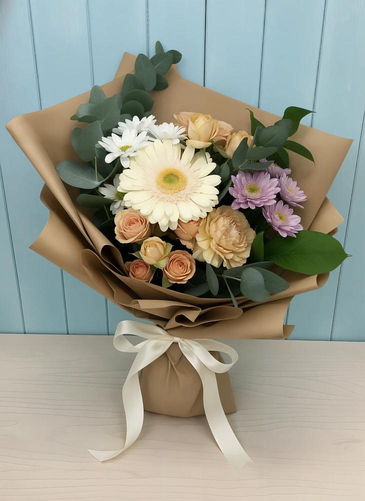 Букет цветов из: Герберы и Хризантемы в Поселье