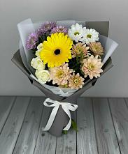 Букет цветов из:  Розы, Герберы и Хризантемы в Поселье