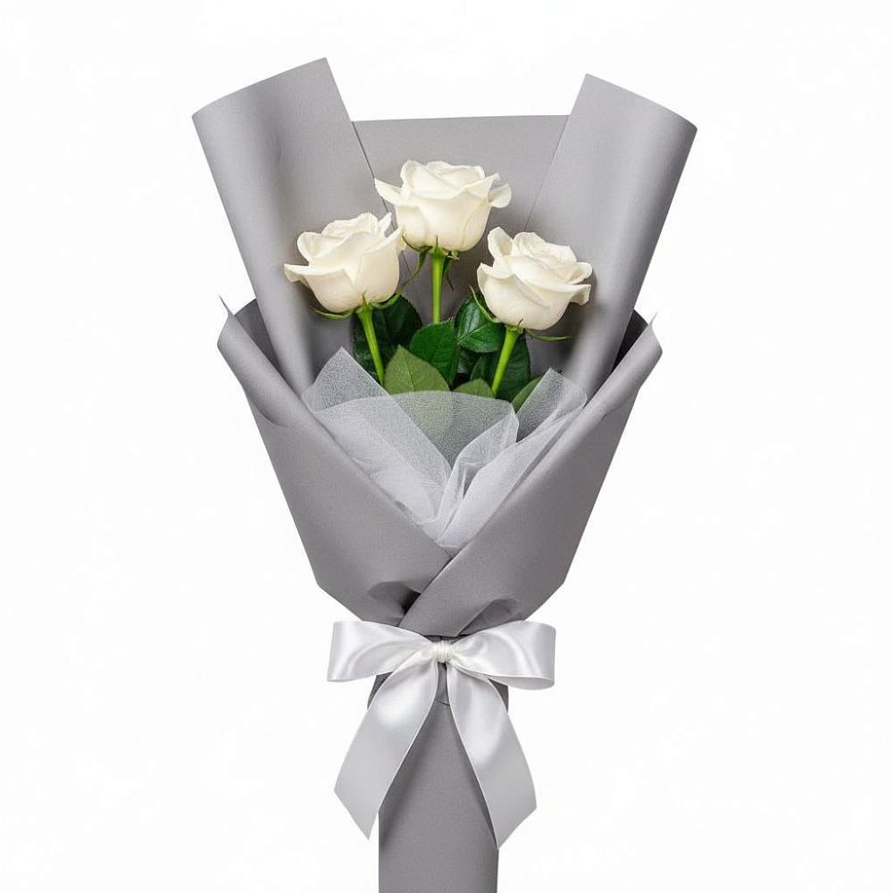 Букет 3 белые розы в Поселье