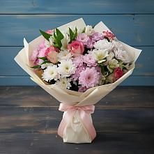 Букет цветов из:  Хризантемы, Альстромерии и Розы в Поселье