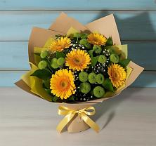 Букет цветов из:  Герберы и Хризантемы в Поселье
