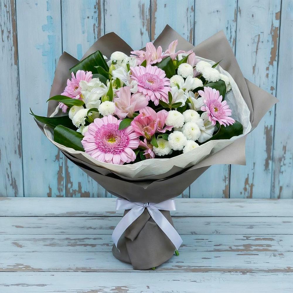 Букет цветов из: Герберы, Альстромерии и Хризантемы в Поселье