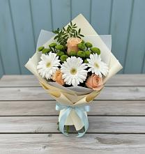 Букет цветов из:  Герберы, Розы и Хризантемы #REPLACE_PRED# Поселье