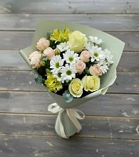Букет цветов из:  Альстромерии, Розы и Хризантемы в Поселье