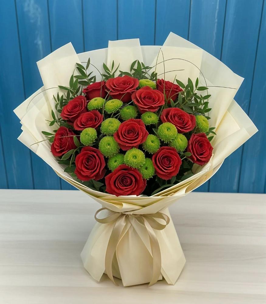 Букет цветов из: Розы и Хризантемы в Поселье