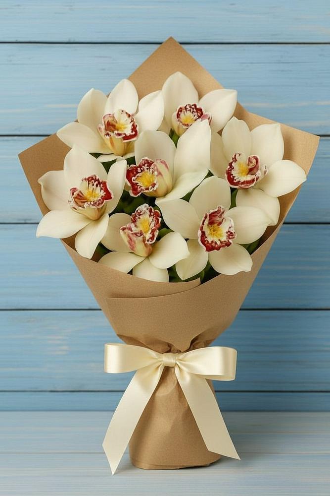 Букет цветов из: Орхидеи и Розы в Поселье