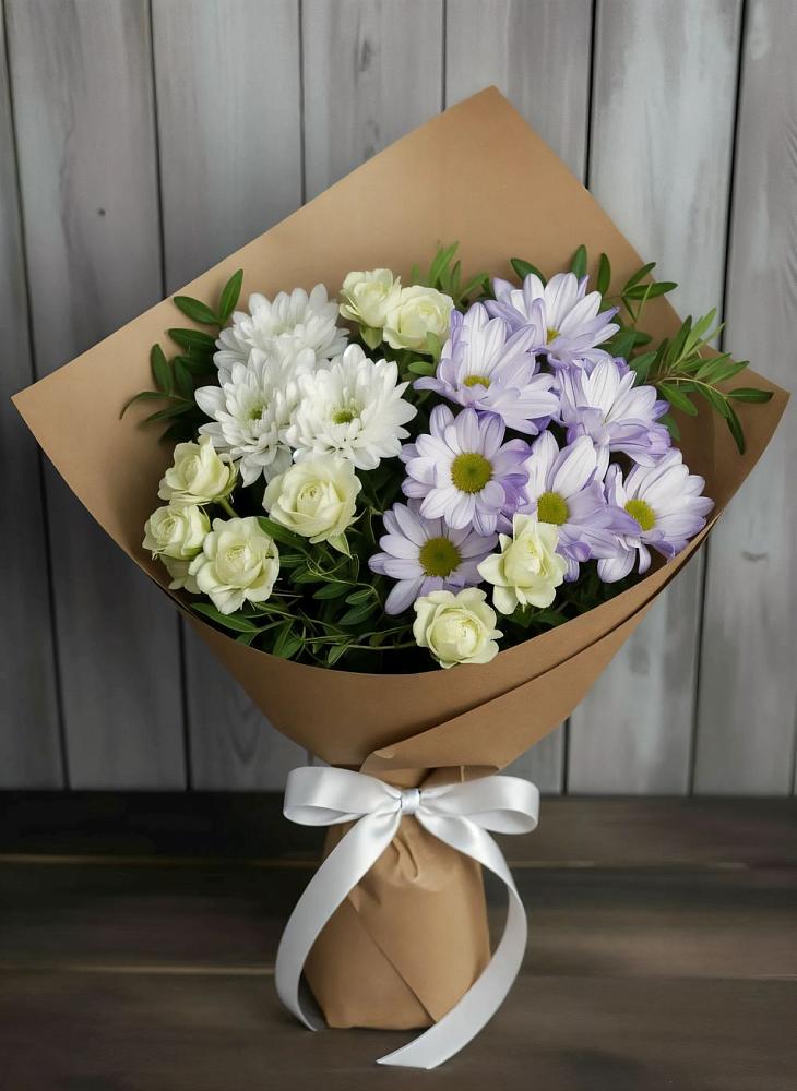 Букет цветов из: Хризантемы и Розы в Поселье